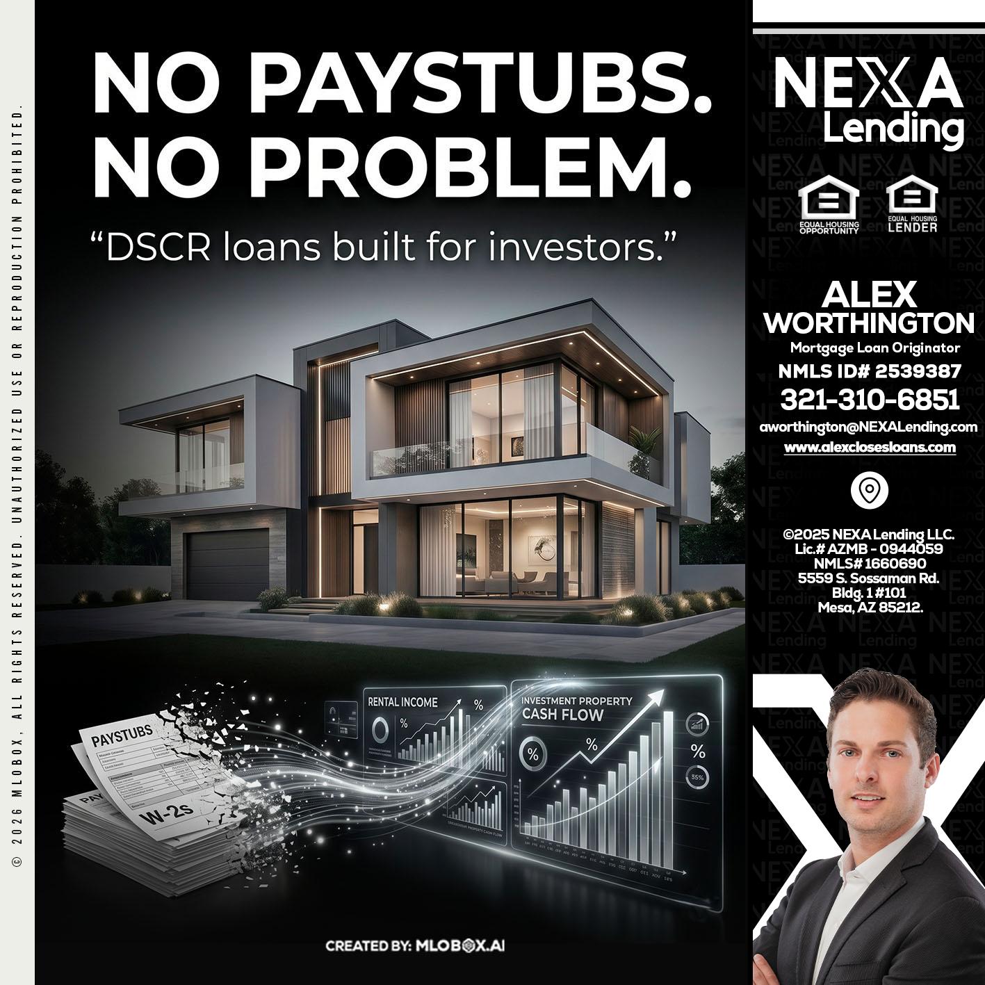 no paystub - Alex Worthington -Mortgage Loan Originator
